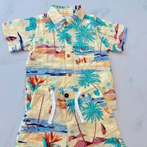 *Sold Out at Saks*  Me & Henry Aloha Print Shirt and Crew shorts Set.